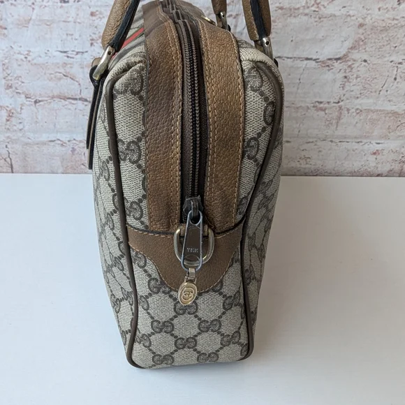 Gucci Beige and Green Satchel Bag - Picture 7 of 16